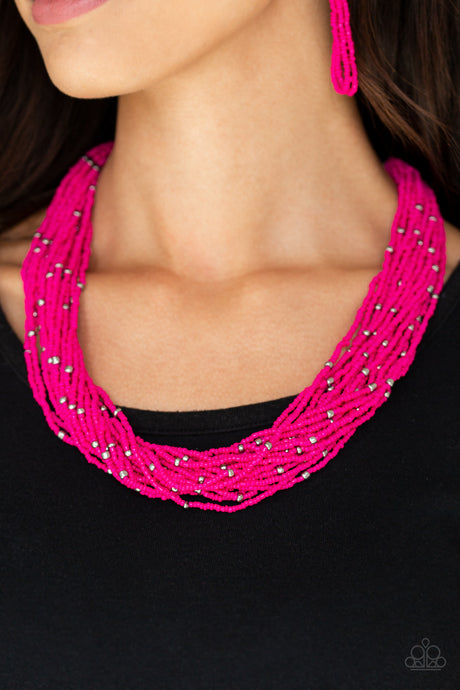 Paparazzi ~ Summer Samba ~ Pink Seed Bead Necklace Set