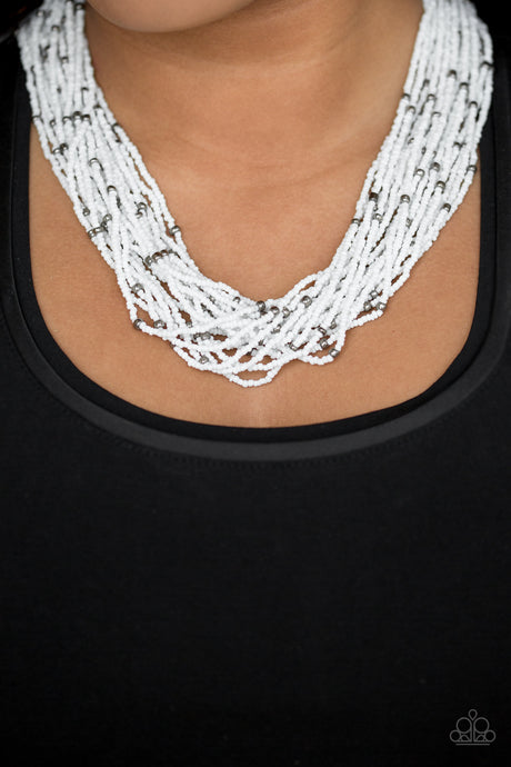 Paparazzi ~ Summer Samba ~ White  Seed Bead Necklace Set