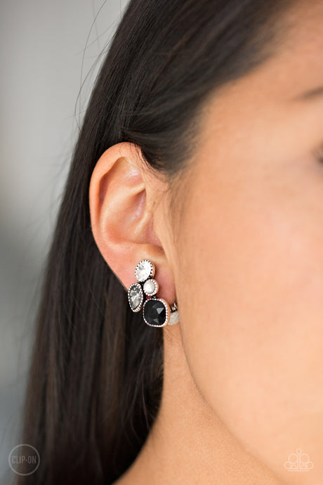 Paparazzi ~ Super Superstar ~ Black Clip-On Earrings