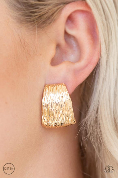Paparazzi - Superstar Shimmer - Gold Clip-On Earrings -$5.00
