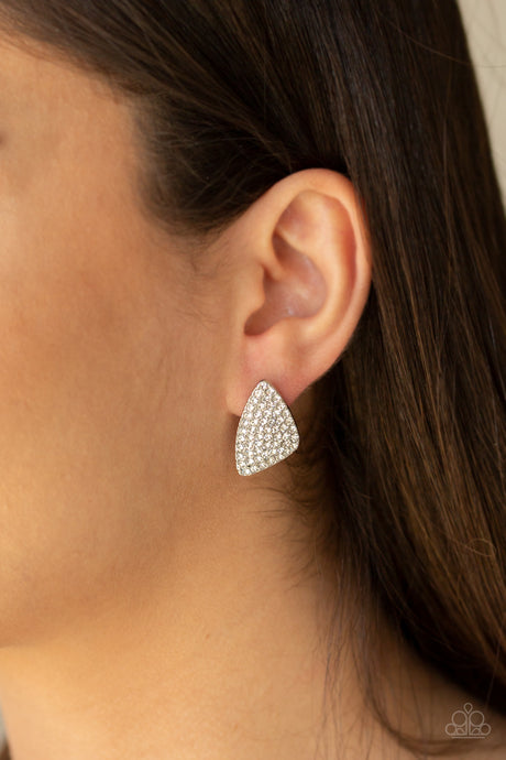 Paparazzi ~ Supreme Sheen ~ White Post Earrings
