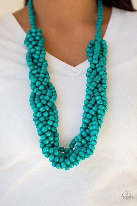 Paparazzi - Tahiti Tropic - Blue Wooden Bead Necklace - Klassy Jewelz Boutique