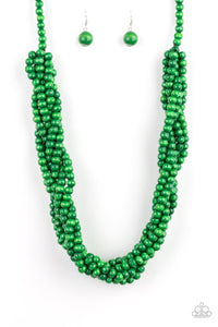 Paparazzi - Tahiti Tropic - Green Wooden Bead Necklace - Klassy Jewelz Boutique