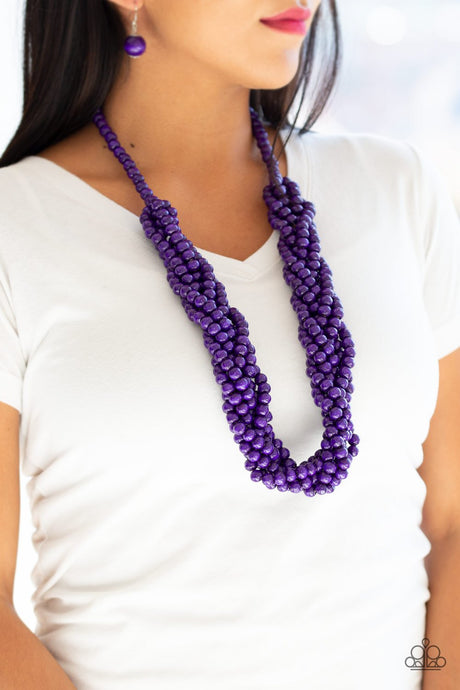 Paparazzi - Tahiti Tropic - Purple Wooden Bead Necklace - Klassy Jewelz Boutique