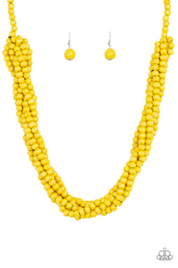 Paparazzi ~ Tahiti Tropic ~ Yellow Wooden Bead Necklace Set