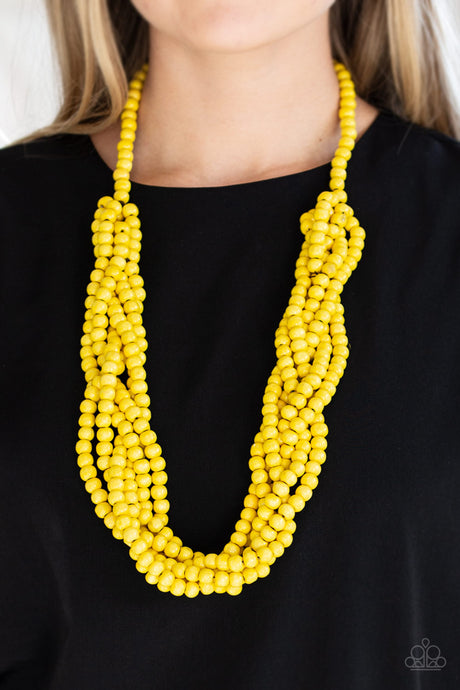 Paparazzi ~ Tahiti Tropic ~ Yellow Wooden Bead Necklace Set