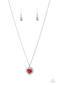 Paparazzi ~ Taken with Twinkle ~ Red Heart Pendant Necklace Set