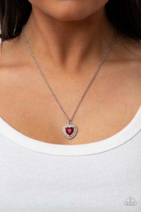 Paparazzi ~ Taken with Twinkle ~ Red Heart Pendant Necklace Set