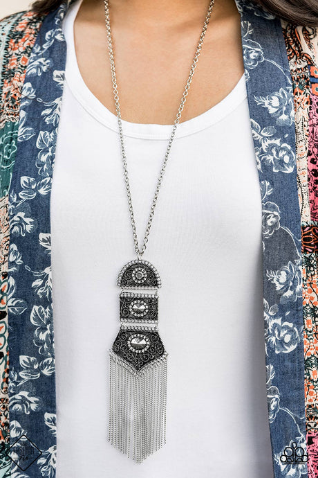 Paparazzi ~ Tassel Tycoon ~ White Necklace and Bracelet Set (Fashion Fix Exclusive)