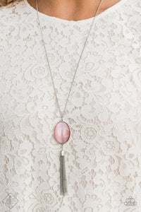 Paparazzi ~ Tasseled Tranquility ~ Pink Cat's Eye Stone Necklace Set (Fashion Fix Exclusive)