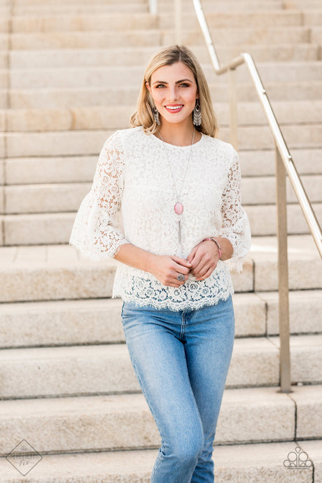Paparazzi ~ Tasseled Tranquility ~ Pink Cat's Eye Stone Necklace Set (Fashion Fix Exclusive)