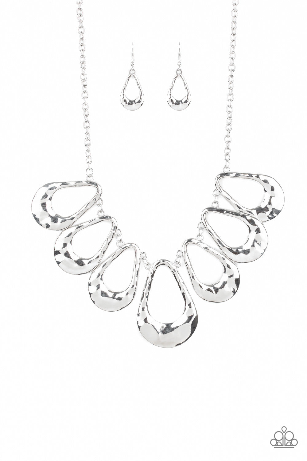 Paparazzi ~ Teardrop  Envy ~ Silver Necklace  Set