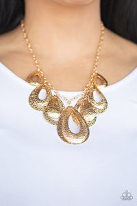 Paparazzi ~ Teardrop Tempest ~ Gold Necklace Set
