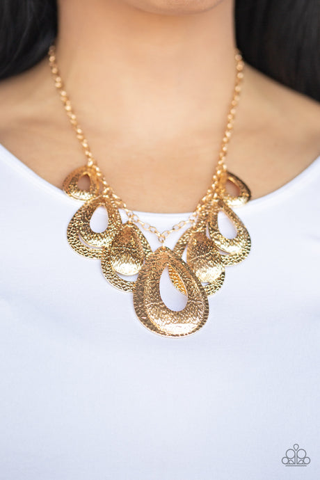 Paparazzi ~ Teardrop Tempest ~ Gold Necklace Set