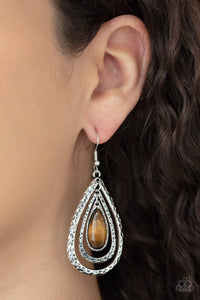 Paparazzi ~ Teardrop Torrent ~  Brown Earrings