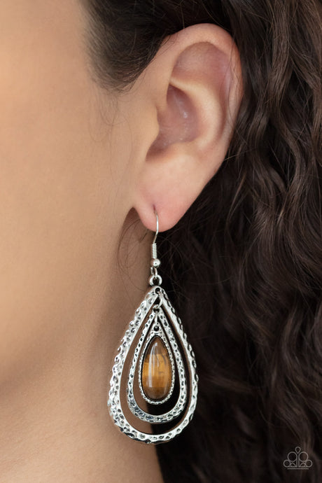 Paparazzi ~ Teardrop Torrent ~  Brown Earrings