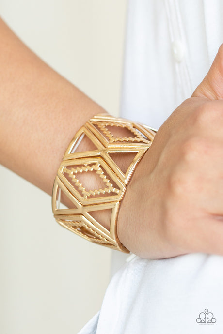 Paparazzi ~ Textile Tango ~ Gold Bracelet