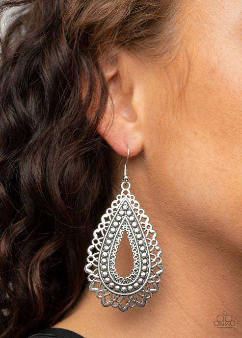 Paparazzi ~ Texture Garden ~ Silver Earrings