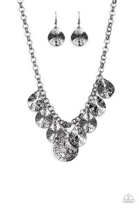 Paparazzi ~ Texture Storm ~ Black Gunmetal Necklace Set