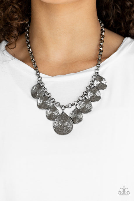 Paparazzi ~ Texture Storm ~ Black Gunmetal Necklace Set