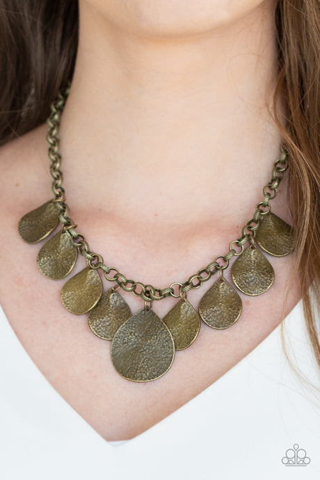 Paparazzi ~ Texture Storm ~ Brass Necklace Set
