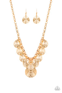Paparazzi ~ Texture Storm ~ Gold Necklace Set