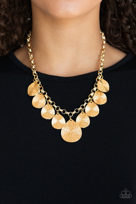 Paparazzi ~ Texture Storm ~ Gold Necklace Set