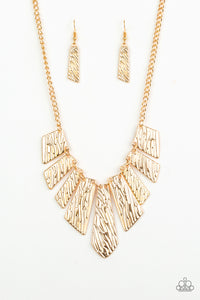 Paparazzi ~ Texture Tigress ~ Gold Necklace Set