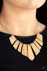 Paparazzi ~ Texture Tigress ~ Gold Necklace Set