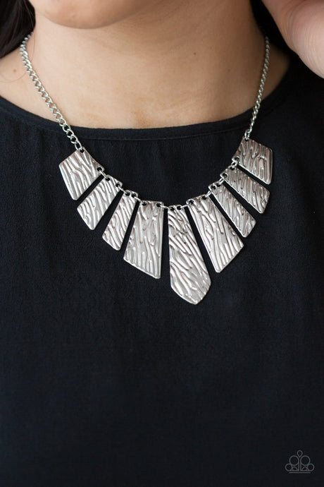 Paparazzi ~ Texture Tigress  ~ Silver Necklace Set