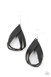 Paparazzi ~ Thats A STRAP ~ Black Leather Earrings
