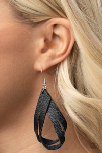 Paparazzi ~ Thats A STRAP ~ Black Leather Earrings