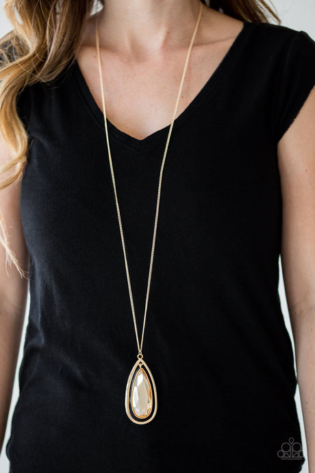 Paparazzi - The Royal Coronation - Gold Teardrop Necklace - Klassy Jewelz Boutique