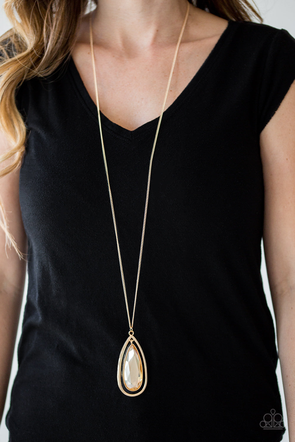 Paparazzi - The Royal Coronation - Gold Teardrop Necklace - Klassy Jewelz Boutique