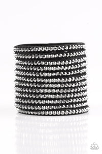Paparazzi ~ The Boss Is Back ~ Black Hematite Rhinestone Wrap Bracelet