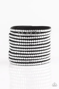 Paparazzi ~ The Boss Is Back ~ Black Rhinestone Wrap Bracelet