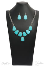 Load image into Gallery viewer, Paparazzi ~ &quot;The Geraldine&quot; ~ ZI Collection ~ Turquoise &amp; Silver Necklace Set)