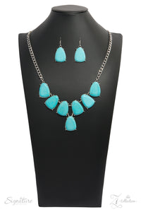 Paparazzi ~ "The Geraldine" ~ ZI Collection ~ Turquoise & Silver Necklace Set)