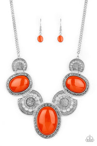 Paparazzi - The Medallion-aire - Orange Necklace Set