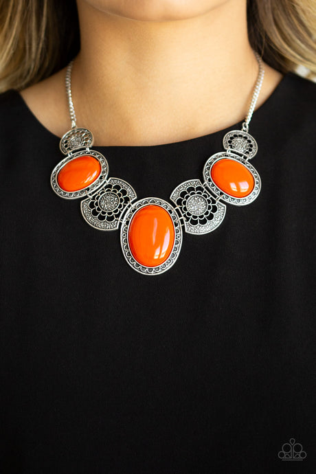 Paparazzi - The Medallion-aire - Orange Necklace Set
