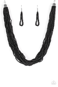 Paparazzi ~ The Show Must CONGO On! ~ Black Seed Bead Necklace Set