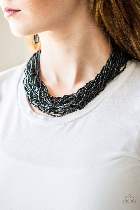Paparazzi ~ The Show Must CONGO On! ~ Black Seed Bead Necklace Set