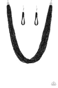 Paparazzi ~ The Speed of STARLIGHT ~ Black Seed Bead Necklace Set