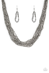 Paparazzi ~ The Speed of STARLIGHT ~ Gunmetal Seed Bead Necklace Set