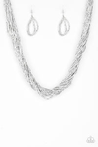 Paparazzi ~ The Speed of STARLIGHT ~ Silver Seed Bead Necklace Set