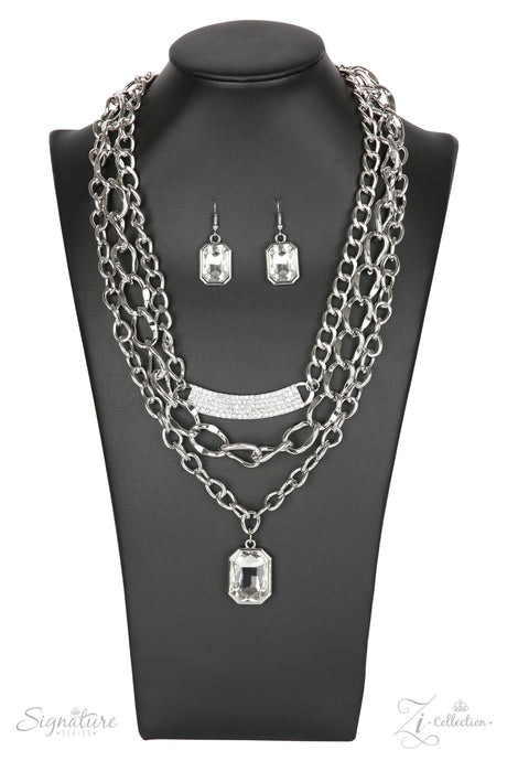 Paparazzi ~ The Stacy ~ ZI Signature Series ~ Silver Necklace Set