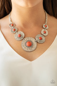 Paparazzi - Tiger Trap - Orange Necklace Set