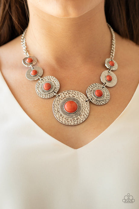 Paparazzi - Tiger Trap - Orange Necklace Set