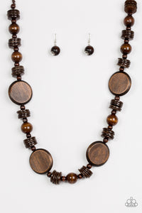 Paparazzi ~ Tiki Tonga ~ Brown Wooden Bead Necklace Set
