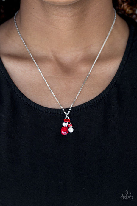 Paparazzi ~ Time To Be Timeless ~ Red Pendant Necklace Set